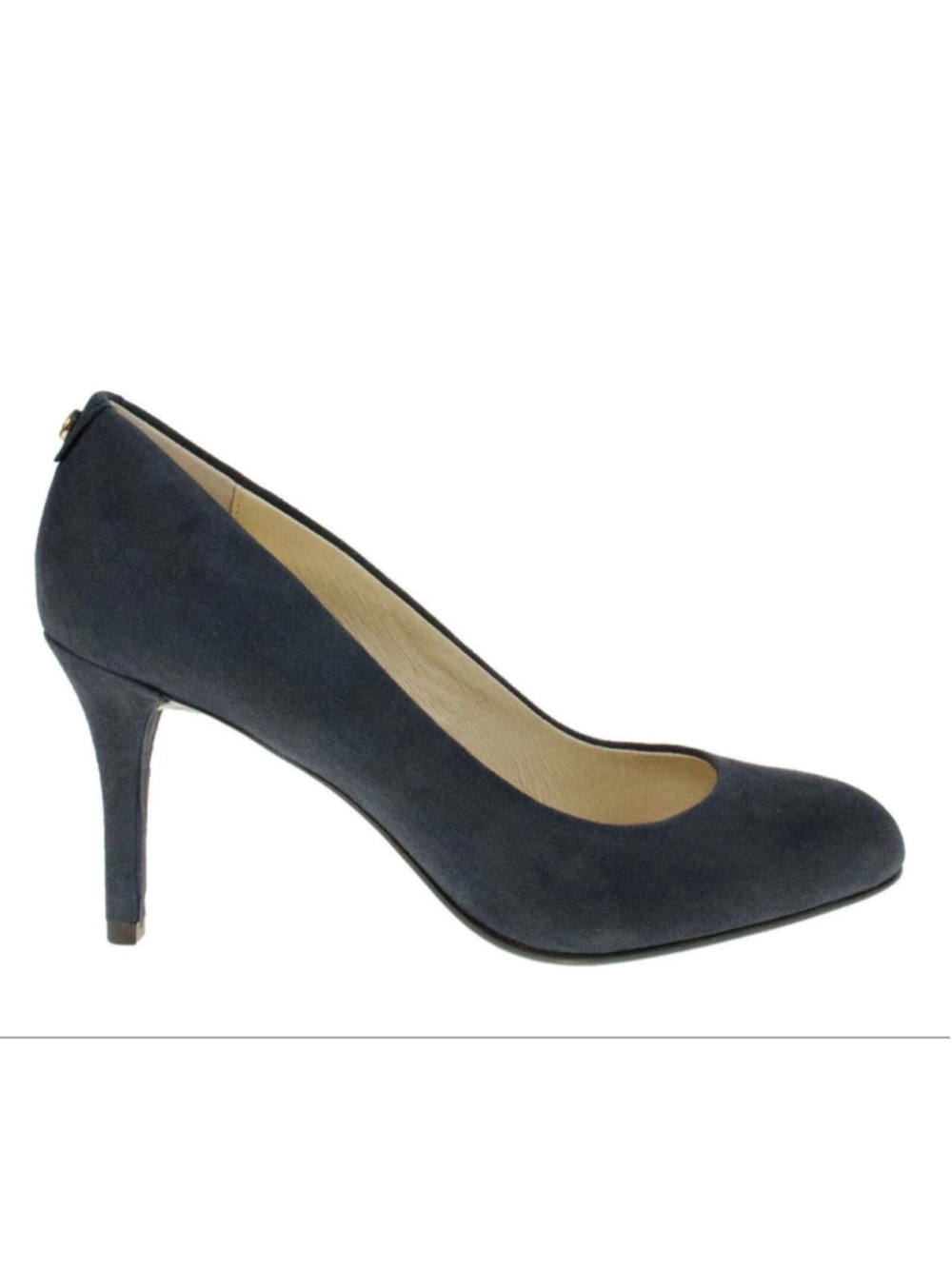 Women's Michael Kors Navy Suede Heels with Gold Detail - Picture 2 of 8
